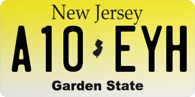 NJ license plate A10EYH