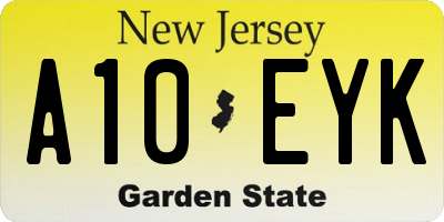 NJ license plate A10EYK