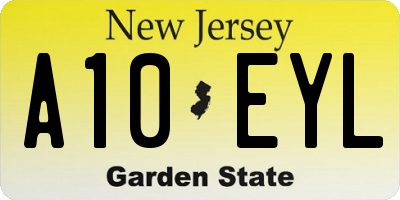 NJ license plate A10EYL