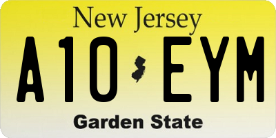 NJ license plate A10EYM