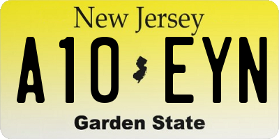 NJ license plate A10EYN