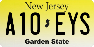 NJ license plate A10EYS