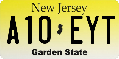 NJ license plate A10EYT