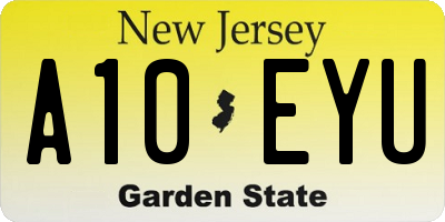 NJ license plate A10EYU