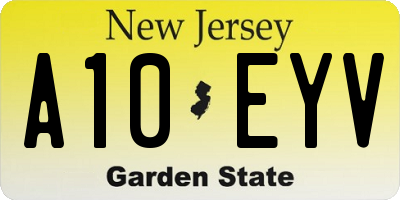 NJ license plate A10EYV