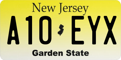NJ license plate A10EYX