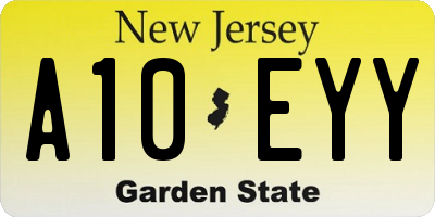 NJ license plate A10EYY