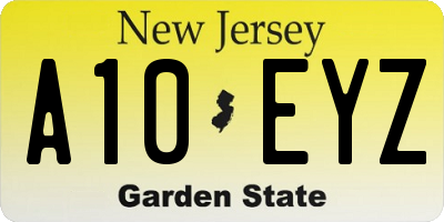 NJ license plate A10EYZ