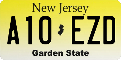 NJ license plate A10EZD