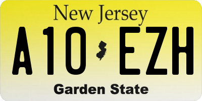NJ license plate A10EZH
