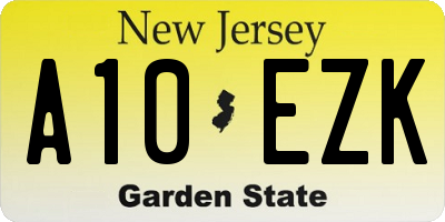 NJ license plate A10EZK