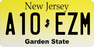 NJ license plate A10EZM