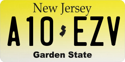 NJ license plate A10EZV