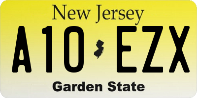 NJ license plate A10EZX