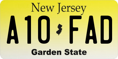 NJ license plate A10FAD