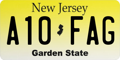 NJ license plate A10FAG