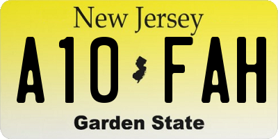 NJ license plate A10FAH