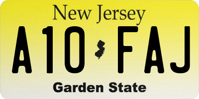 NJ license plate A10FAJ