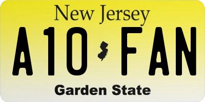 NJ license plate A10FAN