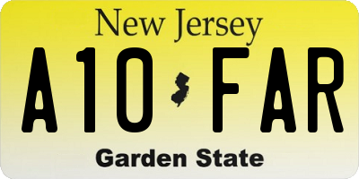 NJ license plate A10FAR