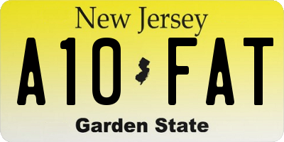 NJ license plate A10FAT