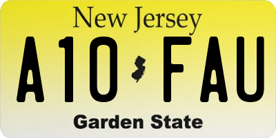 NJ license plate A10FAU