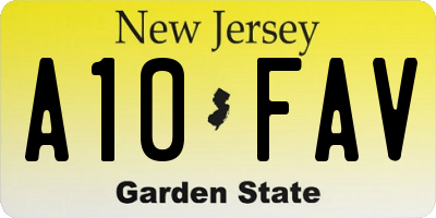 NJ license plate A10FAV