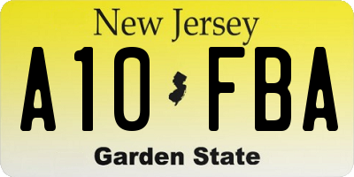 NJ license plate A10FBA