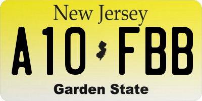 NJ license plate A10FBB
