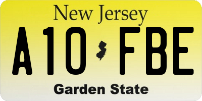 NJ license plate A10FBE