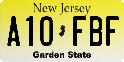 NJ license plate A10FBF