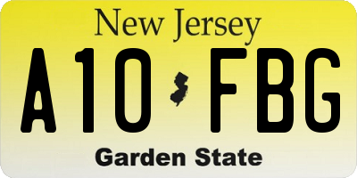 NJ license plate A10FBG