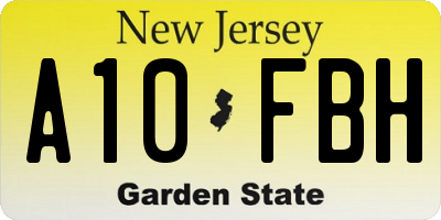 NJ license plate A10FBH