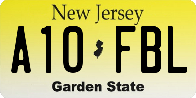 NJ license plate A10FBL
