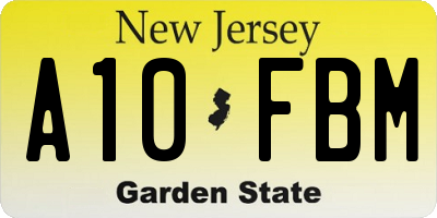 NJ license plate A10FBM