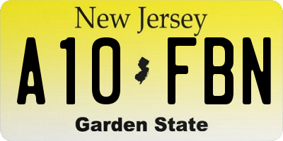 NJ license plate A10FBN