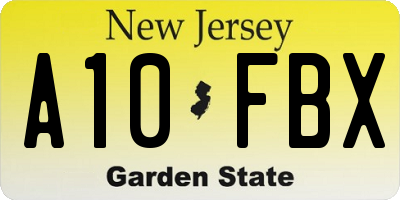 NJ license plate A10FBX