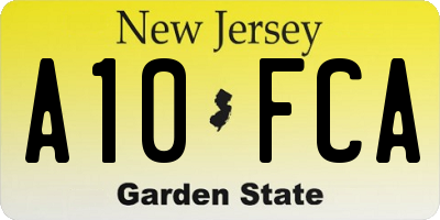 NJ license plate A10FCA