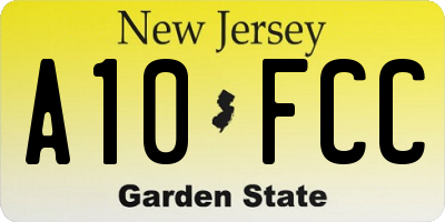 NJ license plate A10FCC