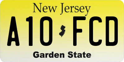 NJ license plate A10FCD