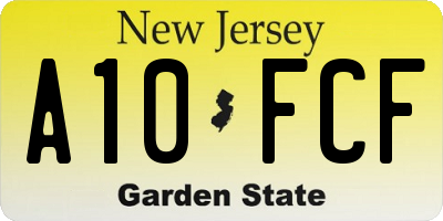 NJ license plate A10FCF