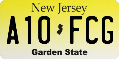 NJ license plate A10FCG