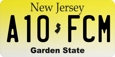 NJ license plate A10FCM