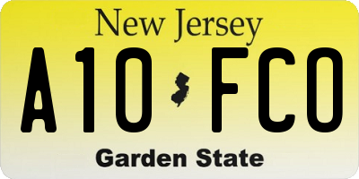 NJ license plate A10FCO