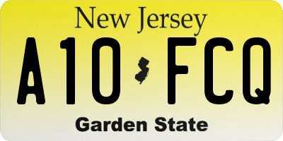 NJ license plate A10FCQ