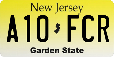 NJ license plate A10FCR