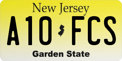 NJ license plate A10FCS