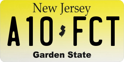 NJ license plate A10FCT