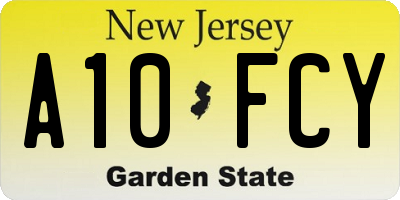 NJ license plate A10FCY