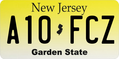 NJ license plate A10FCZ